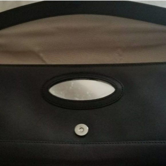New Ralph Lauren Black Leather Clutch Bag.Built in makeup mirror in top flapPr - Picture 3 of 5